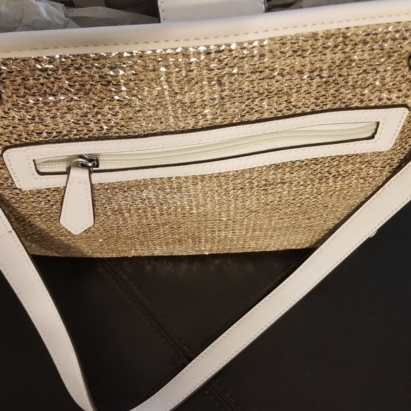 liz Claiborne silver straw purse - Picture 5 of 7
